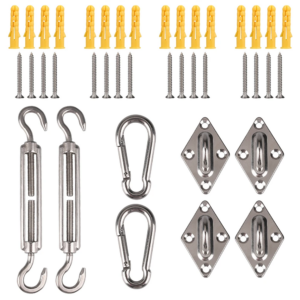 Kit de fixation pour voile d'ombrage — inox 304, 24 pièces
