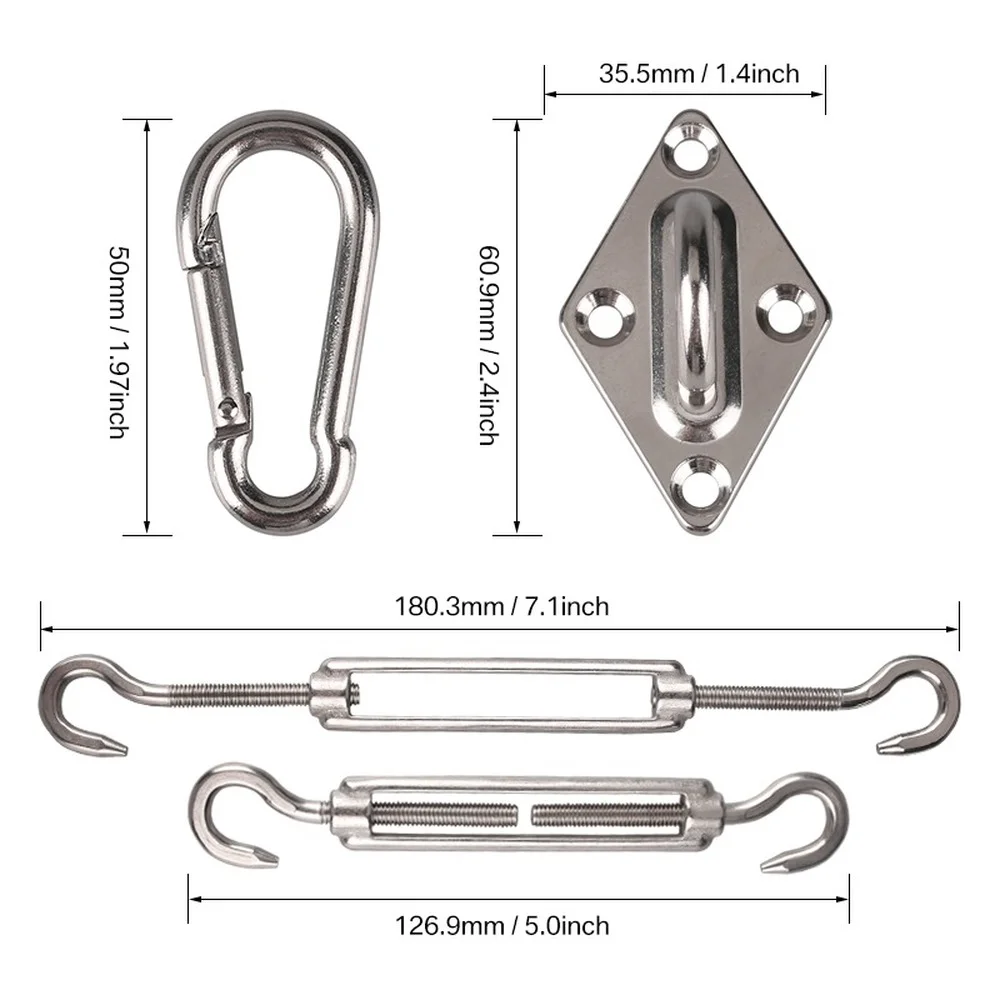 Kit de fixation pour voile d'ombrage — inox 304, 24 pièces – Image 2