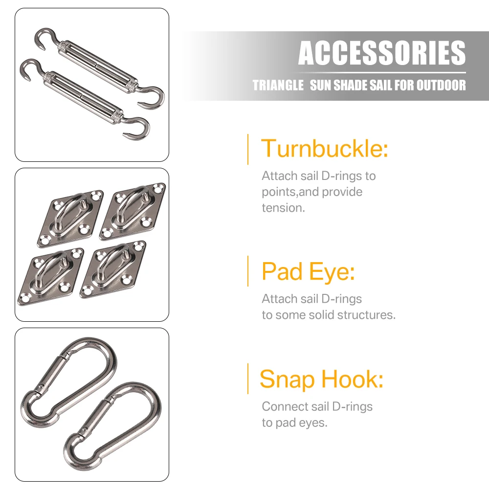 Kit de fixation pour voile d'ombrage — inox 304, 24 pièces – Image 3