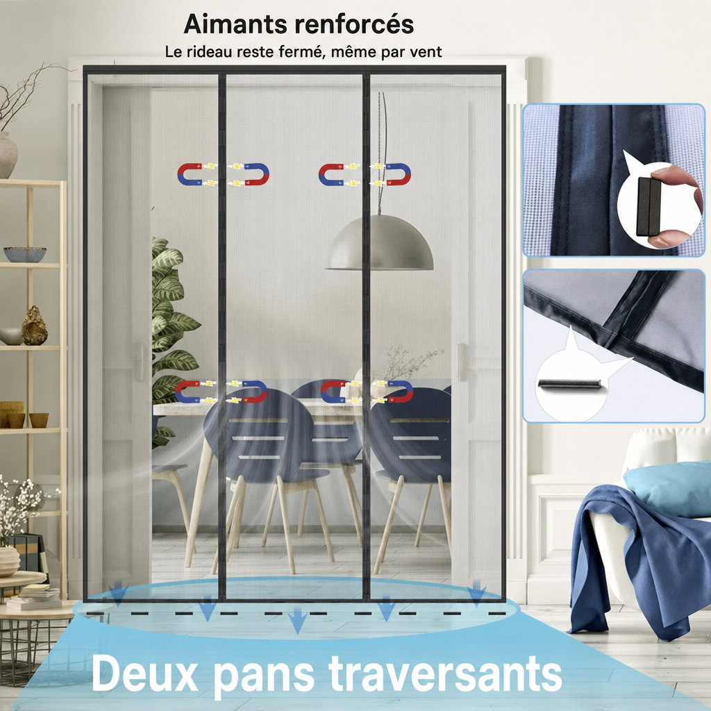 Rideau moustiquaire aimanté pour porte — fermeture automatique – Image 3
