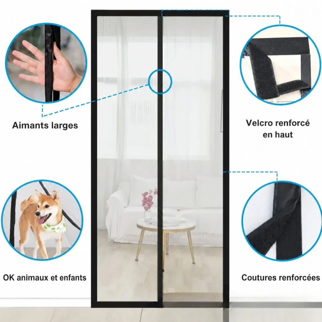 Rideau moustiquaire aimanté pour porte — fermeture automatique – Image 4
