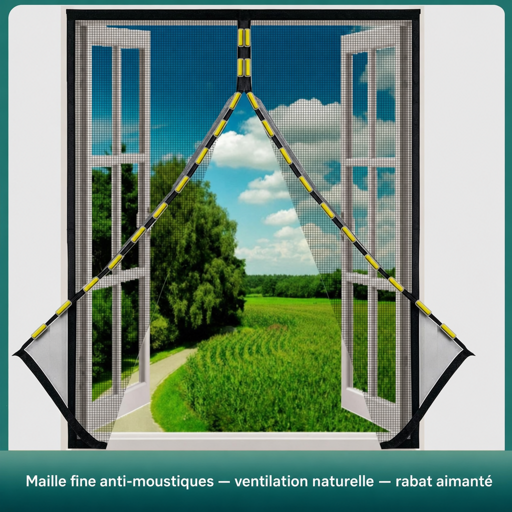 Moustiquaire de fenêtre magnétique — sans perçage